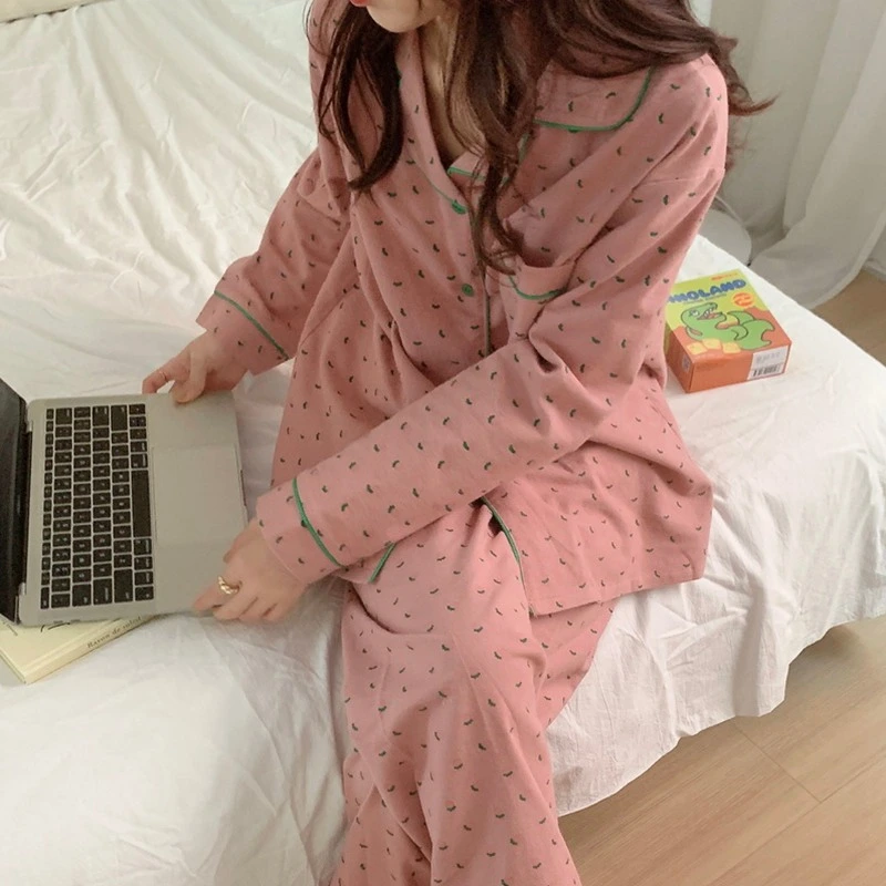 Simple Printed Women's Thin Home Clothing Set