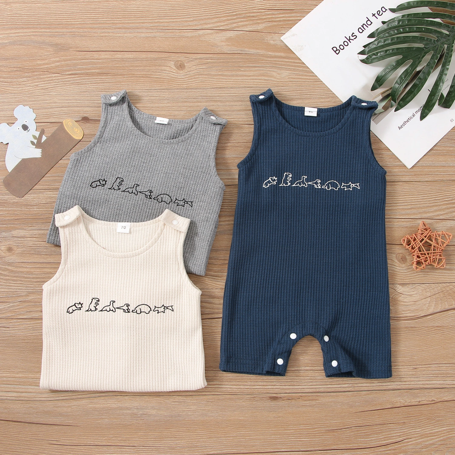 Little Dinosaur Printed One Piece Infant Creeper