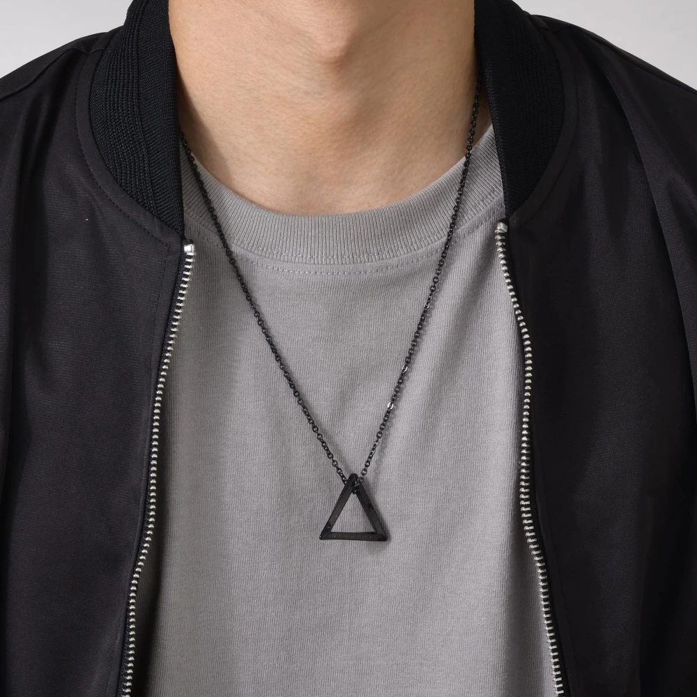 Men's Stainless Steel Pendant Necklace Viking Rune Triangle