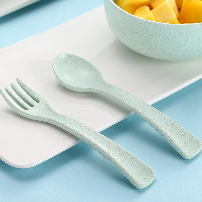 Children Fork And Spoon Set Creative Wheat Tableware Small Gift