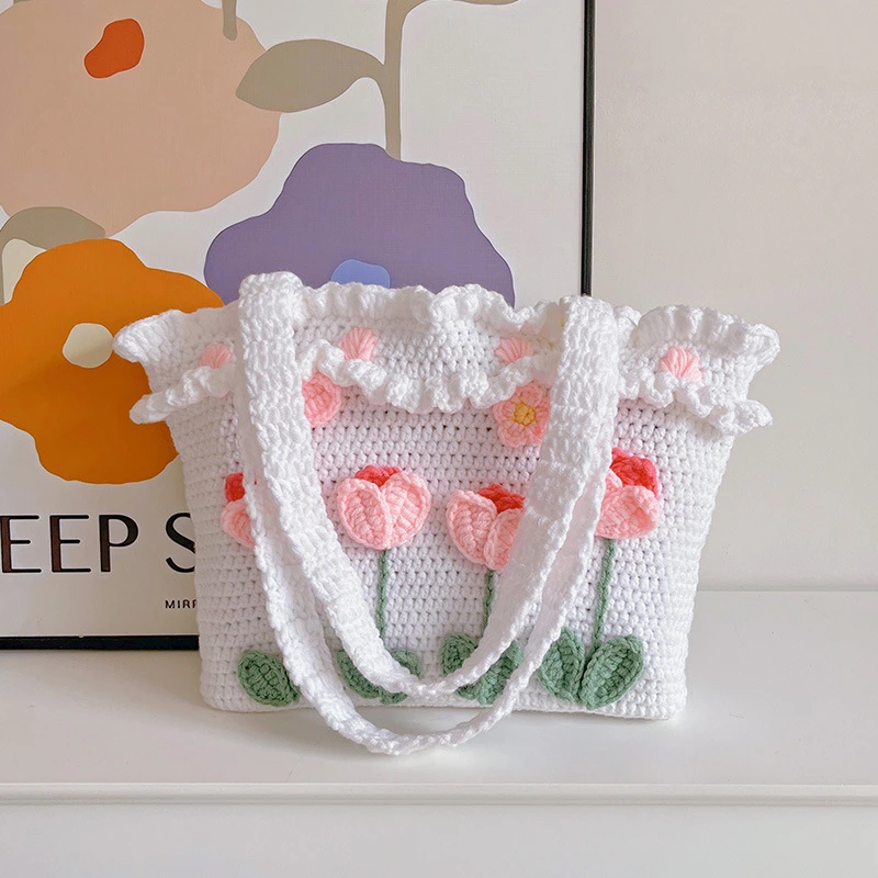 Handmade Woven Bag Diy Woolen Tulip