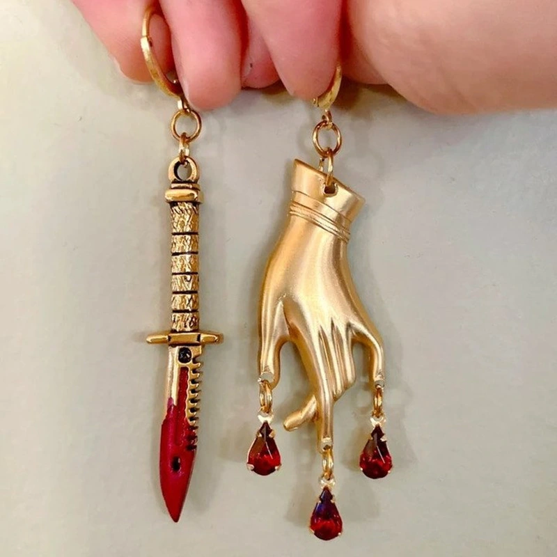 Asymmetric Gilded Women's Dagger Earrings Bohemia