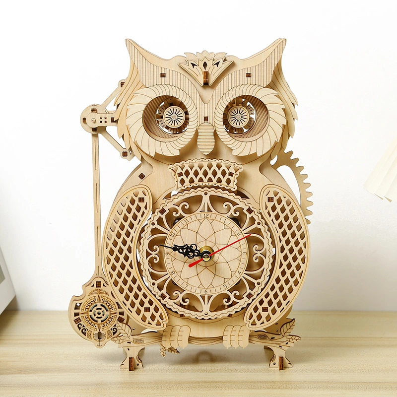 3D three-dimensional owl pendulum clock wooden puzzle toy