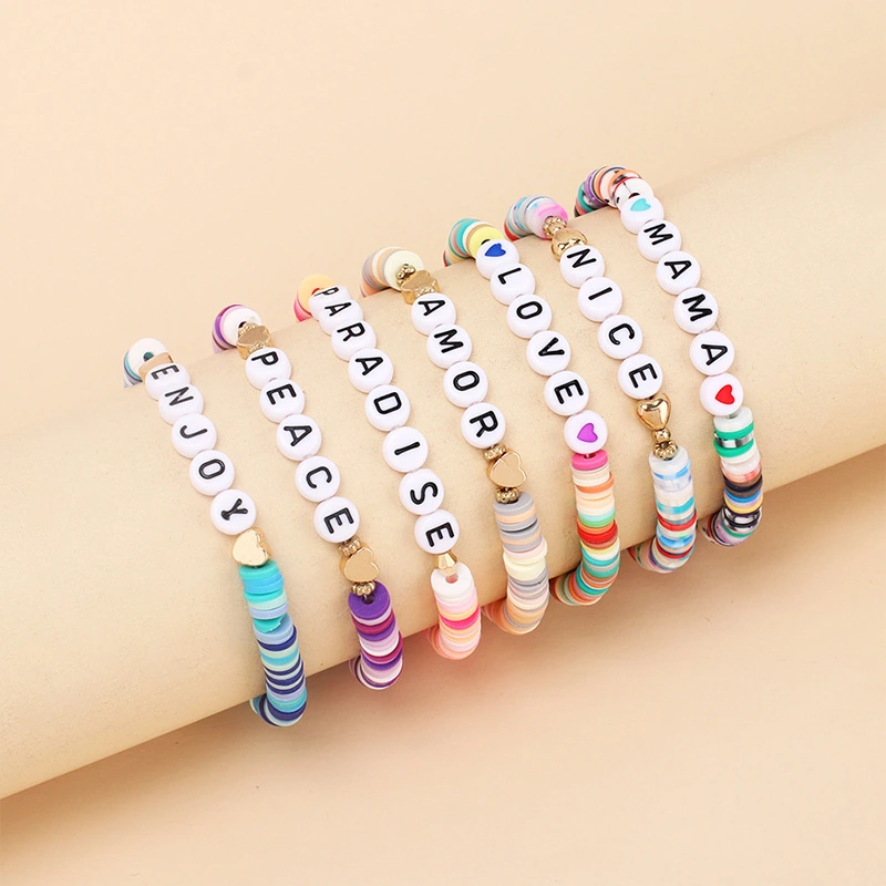 Polymer Clay Tablet English Alphabet Bracelet