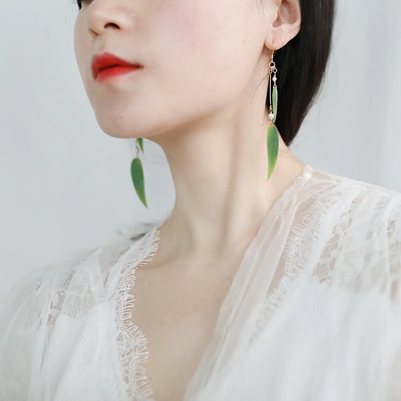 Simulation Leaf Bamboo Leaf Cheongsam Earrings