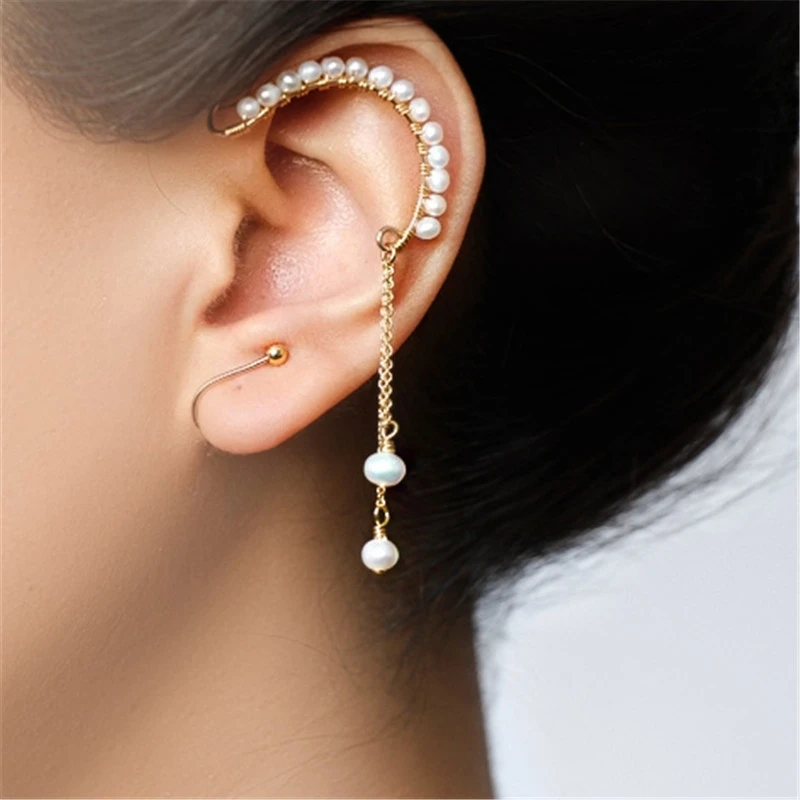 French Romantic Style Natural Freshwater Pearl Earrings