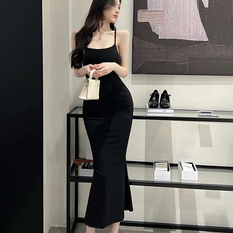 Women's Strappy Backless Suspender Fishtail Dress