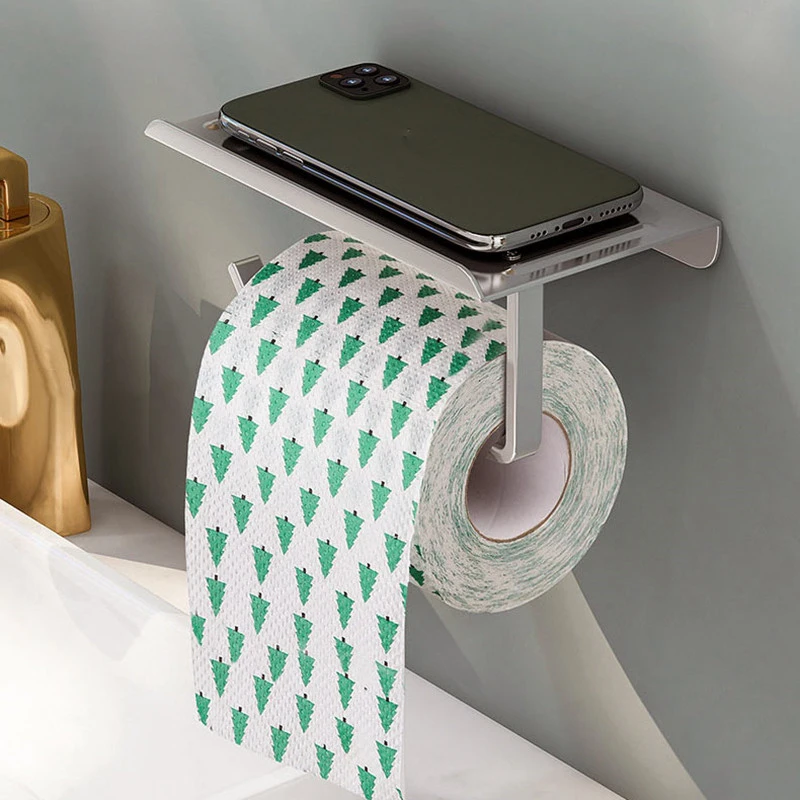 Space Aluminum Thickened Bathroom Mobile Phone Holder Toilet Roll Paper Towel