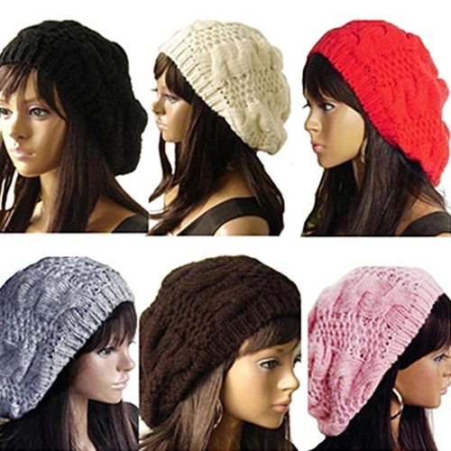 Beret Hat High Elastic Comfortable to Wear Convenient Women Plain Color Knit Beret Hat for Outdoor