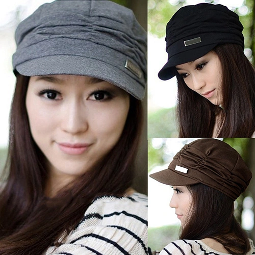 Women Fashion Pleated Peaked Cap Hat Casual Outdoor Sports Travel Sunhat