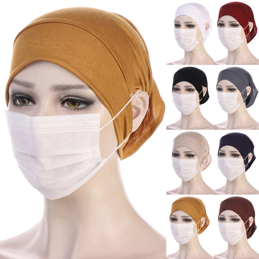 Turban Hat Flat Brim Convenient Lady Smooth Breathable Under Scarf for Daily Wear