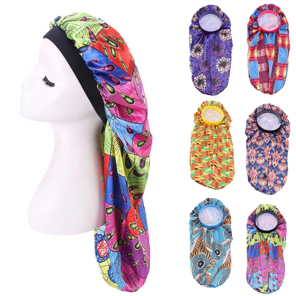 Elastic Band Hair Bonnet Bright Color Head Cover African Print Extra Long Bonnet Hair Care