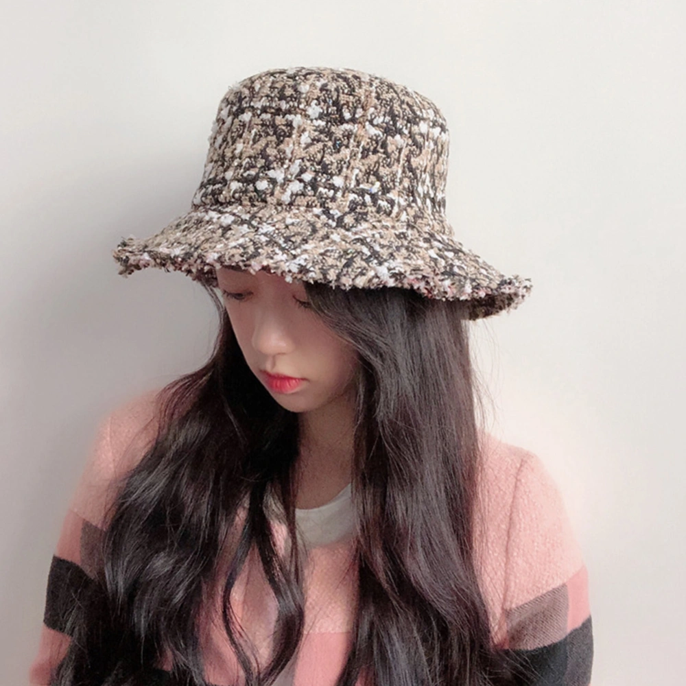 Fashion Women Plaid Autumn Winter Warm Cotton Basin Bucket Cap Fisherman Hat