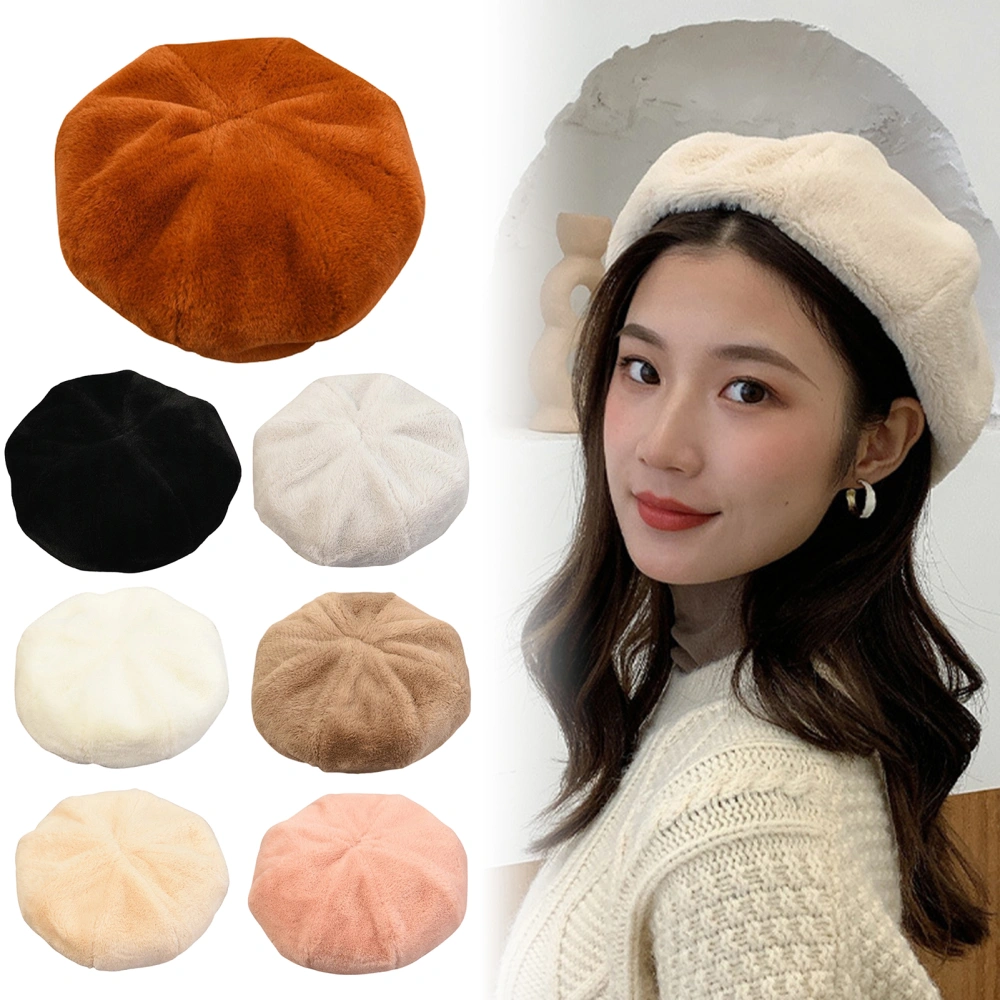 Woman Autumn Winter Warm Fashion Solid Color All-Match Berets Beanie Cap Hat