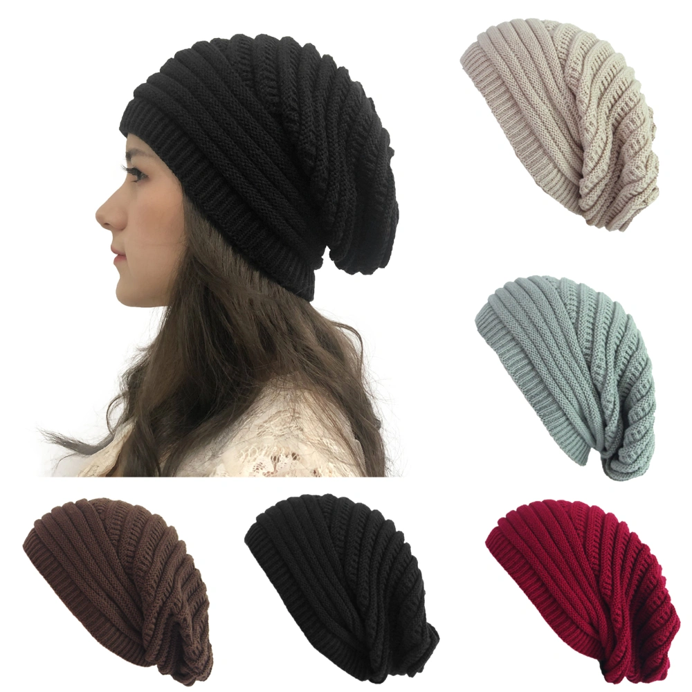 Women Cap Thermal Elastic Solid Color Stylish Winter Women Knitted Ski Cap Fashion Accessories