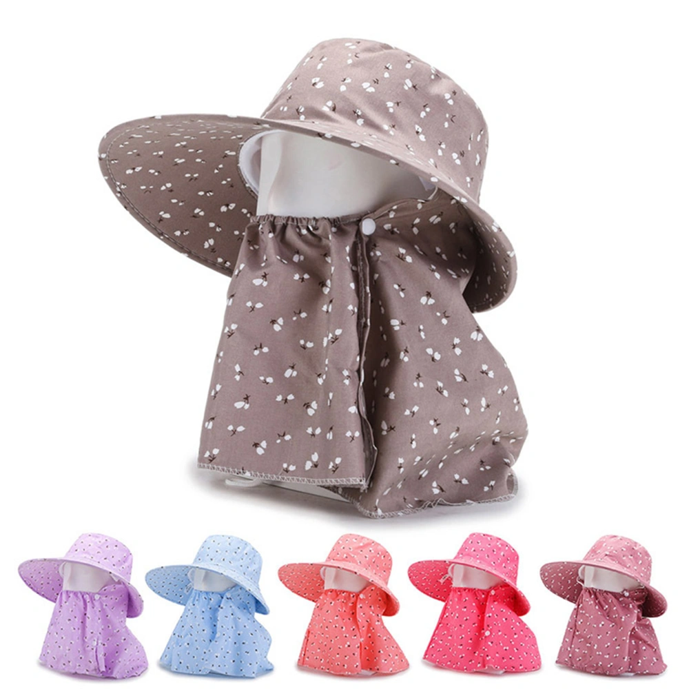 Sun Hat Floral Pattern Sun Protection Cotton Wide Brim Women Bucket Hat for Outdoor