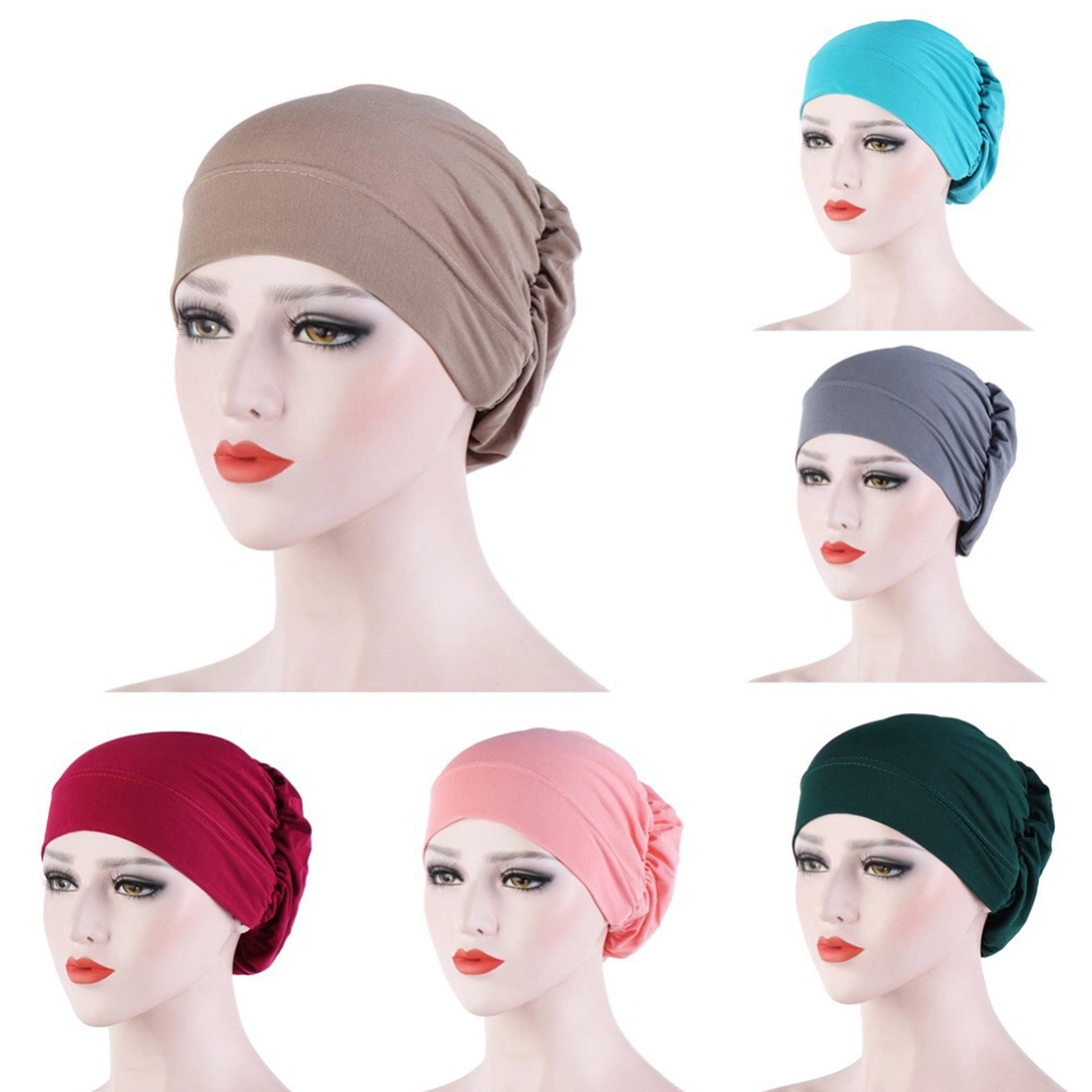 Women Small Solid Color Soft Knotted Night Sleep Beanie Bonnet Chemo Hat Cover