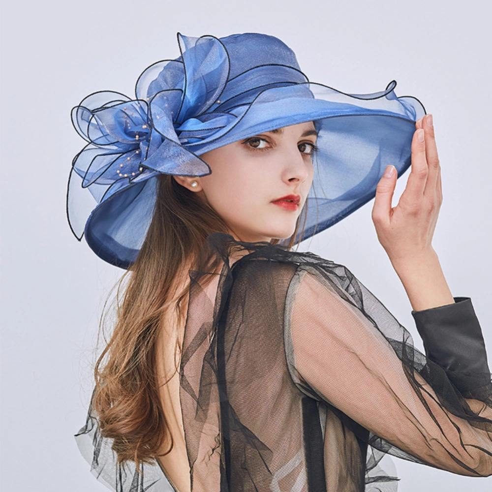 Beach Hat Floral Design Sun Protection Adjustable Organza Thin Elegant Sun Cap Fashion Accessories