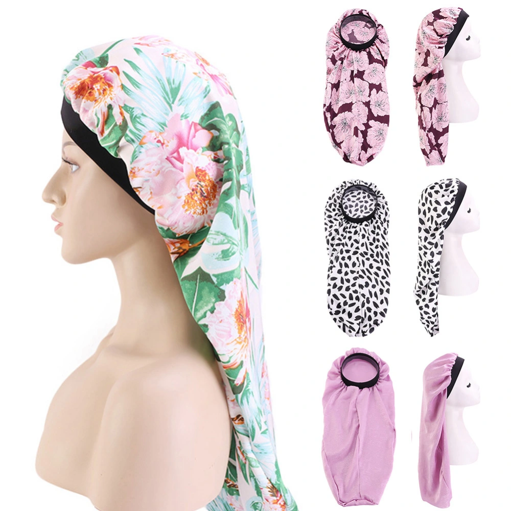 Sleeping Hat Flower Printed Stretchy Headdress Dome No Brim Scarf Hat for Sleeping