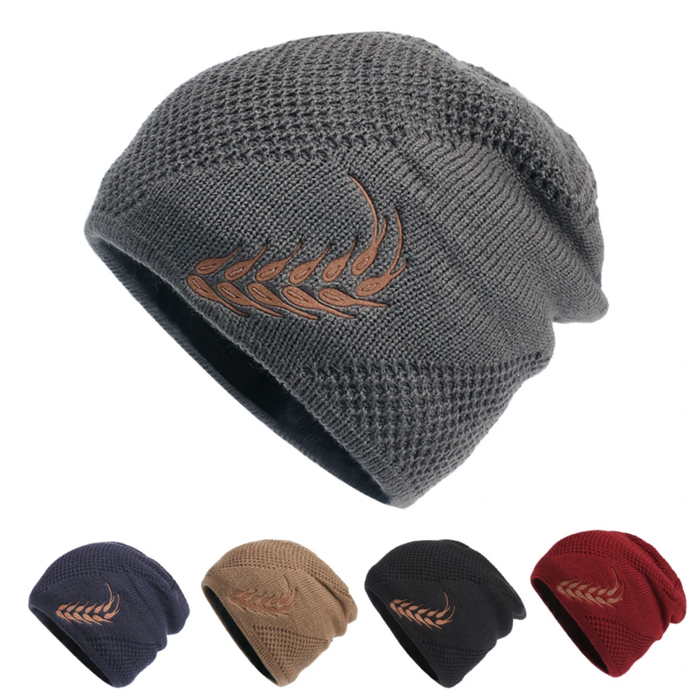 Winter Hat Stretchy Thick All Match Yarn Embroidered Wheat Fleece Fleece Cap for Daily Life