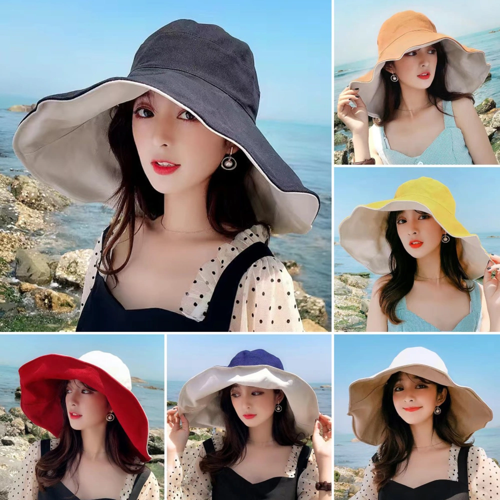 Women Fisherman Hat Heat-isolating Solid Color Washable Anti-UV Double-layer Summer Sun Cap Female Headwear 