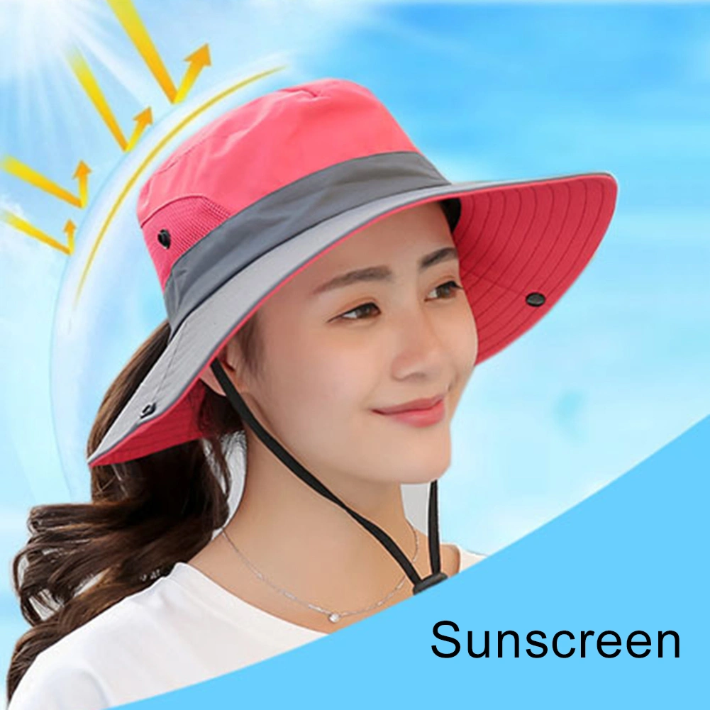Anti-UV Patchwork Color Adjustable Straps Sun Hat Wide Brim Panama Hunting Fishing Sun Hat Outdoor Supplies