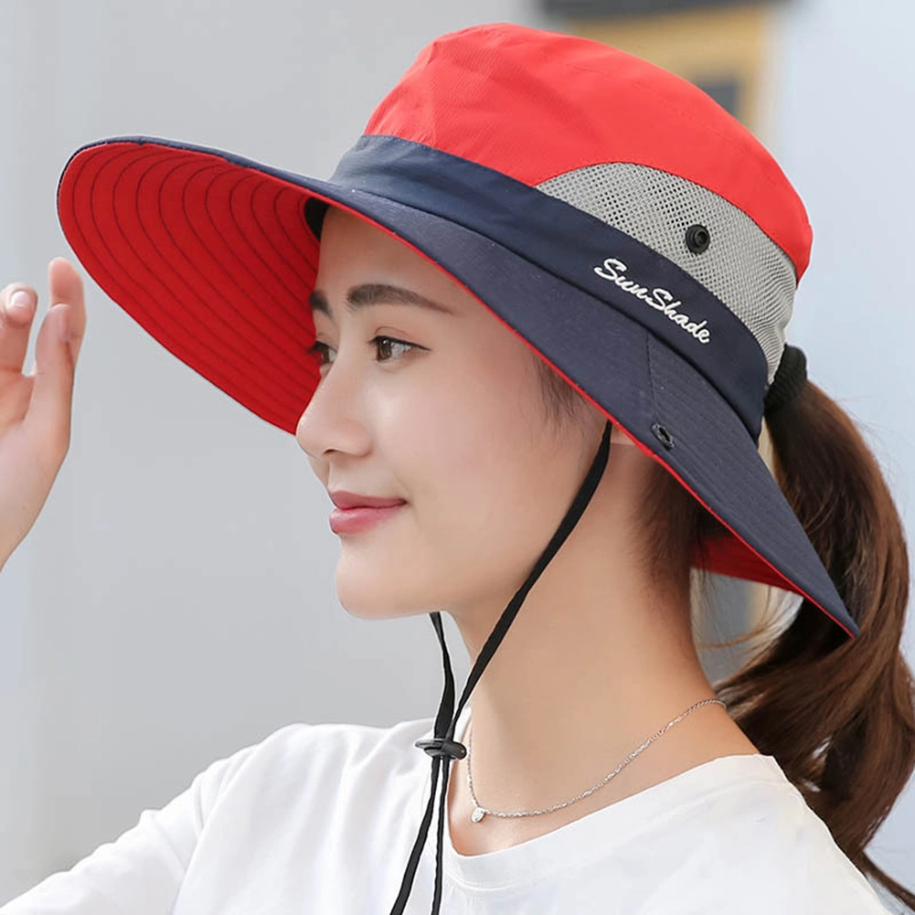 Anti-UV Patchwork Color Adjustable Straps Sun Hat Wide Brim Panama Hunting Fishing Sun Hat Outdoor Supplies