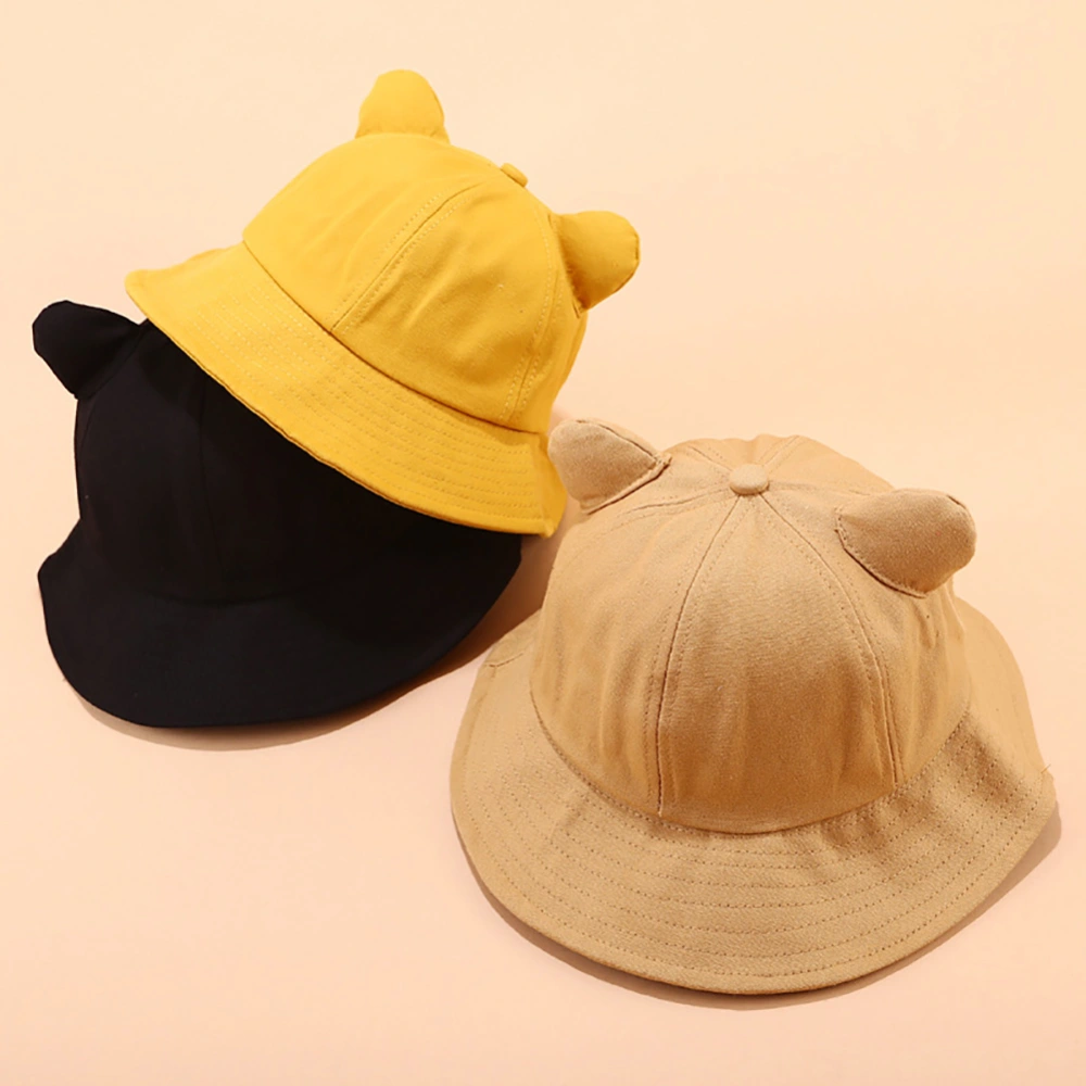 Kawaii Cute Cat Ears Solid Color Women Fisherman Hat Folding Outdoor Bucket Cap