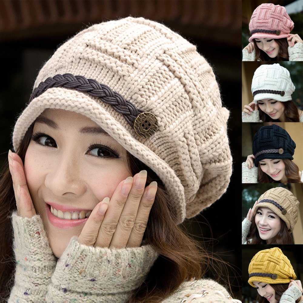 Beanie Hat Belt Decoration Korean Style Autumn Winter Windproof Warm Hat for Outdoor