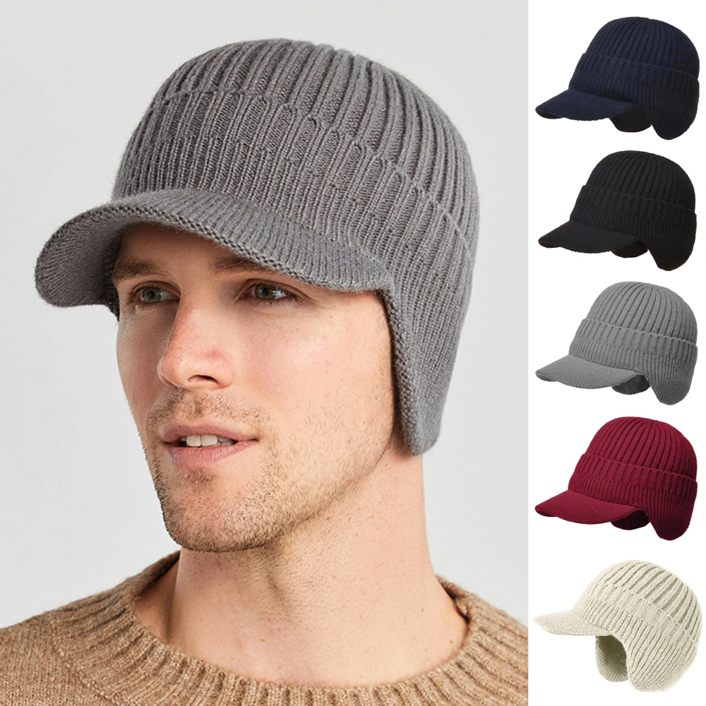 Women Men Winter Hat Solid Color Ear Protection Keep Warm Thicken Elastic Cold-proof Soft Unisex Thick Anti-slip Hat for Adult