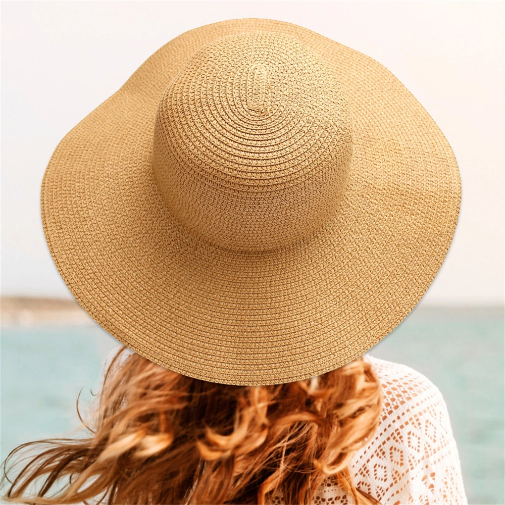 Women Sun Hat Solid Color Breathable Lightweight Sunscreen Portable Beach Hat Fashion Accessory 