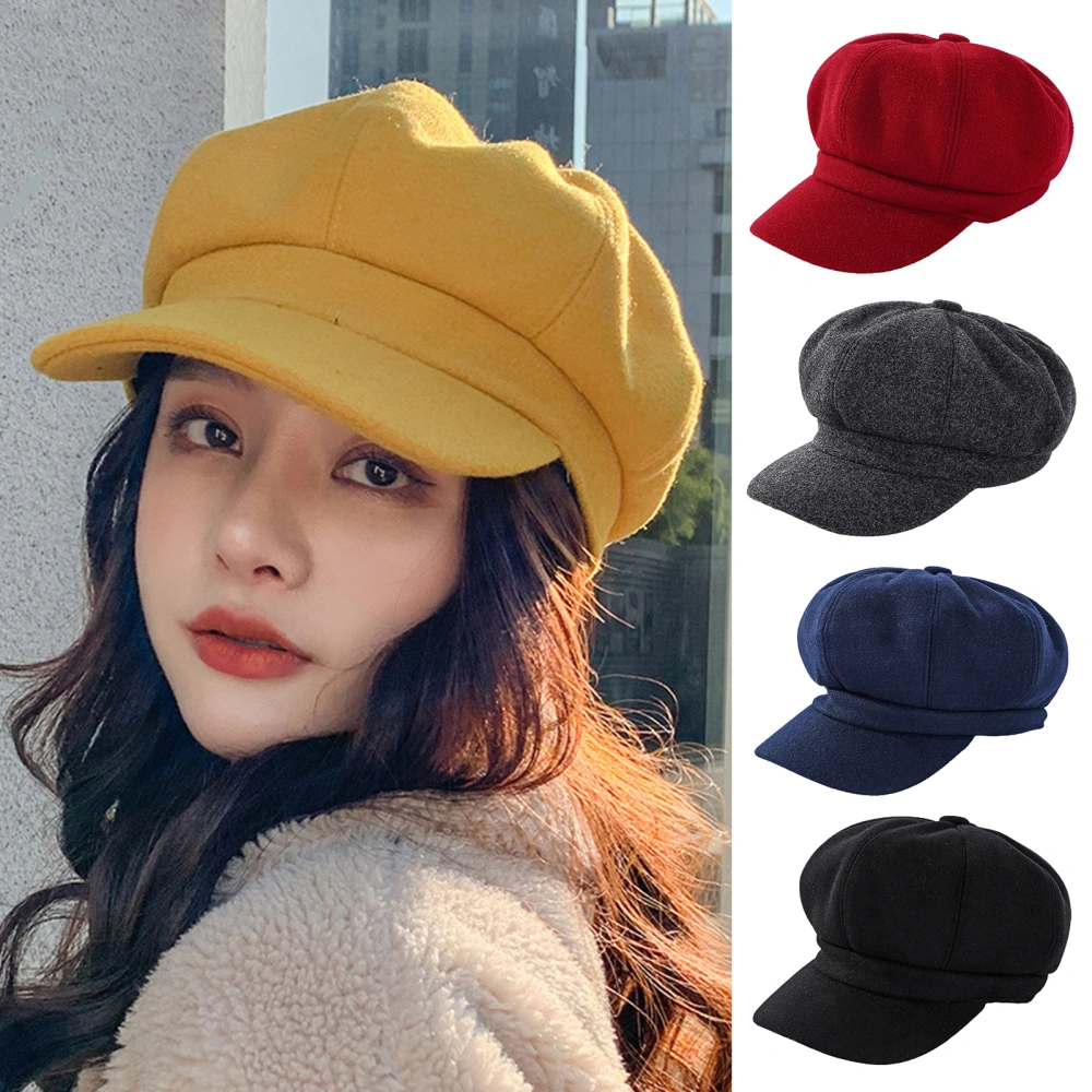 Beret Hats Exquisite Stitching Thick Woolen Casual All Match Decorative Winter Beret Caps for Women