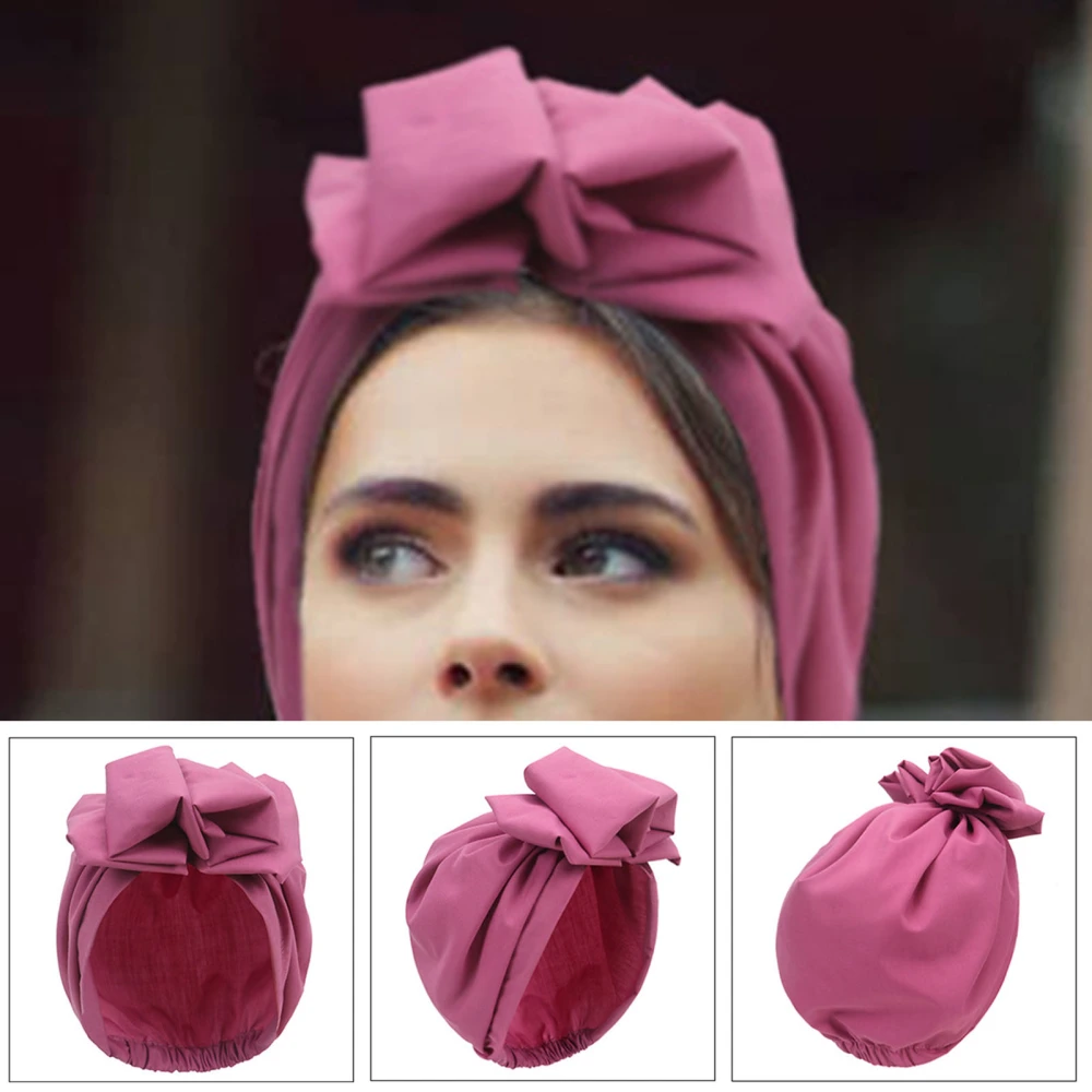 Women Hat Solid Color Flower Headgear Retro Brimless Head Wrap for Spa