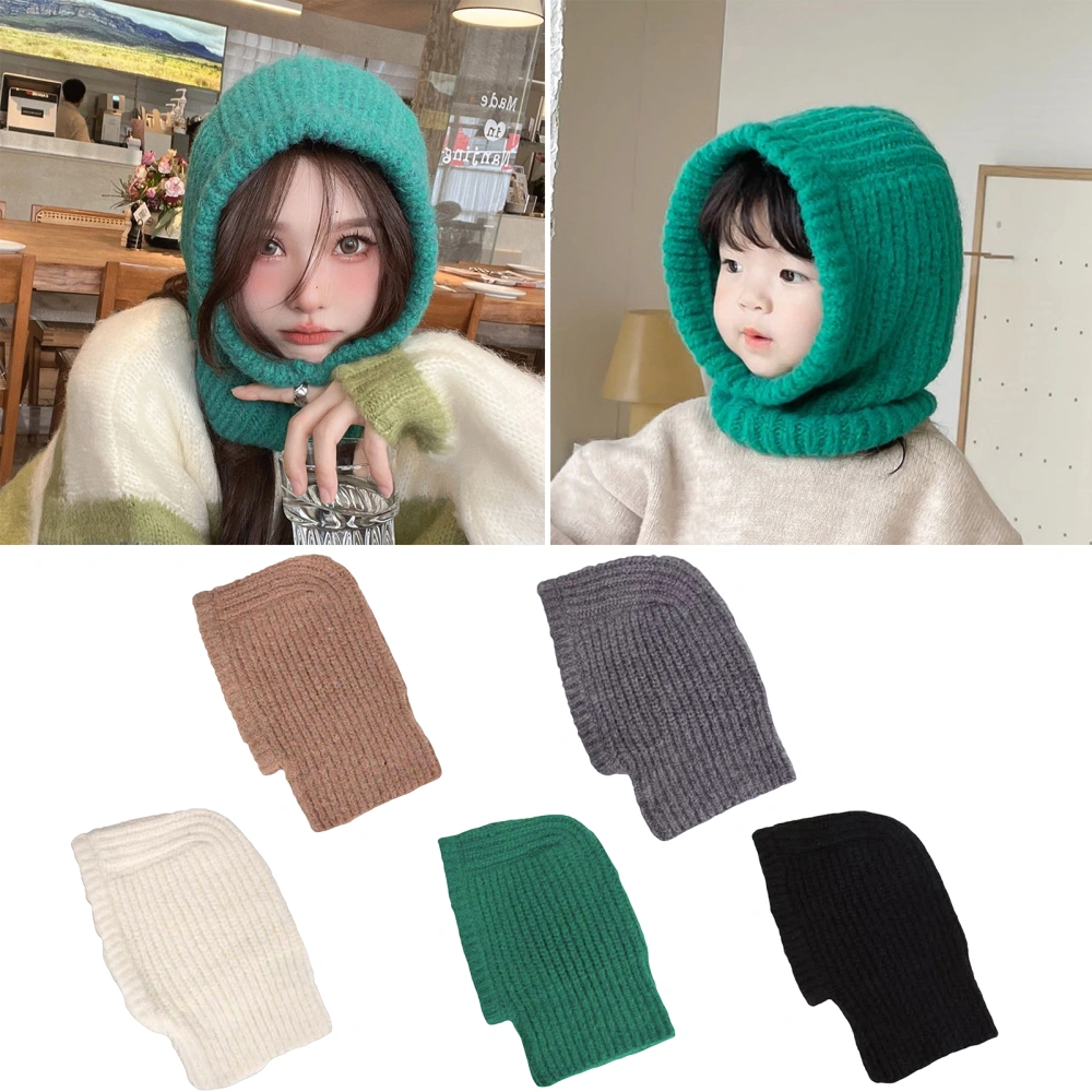 Parent-child Knitted Hat Solid Color One-piece Design Ears Protection Autumn Winter Adult Child Beanies Hat Balaclava Streetwear