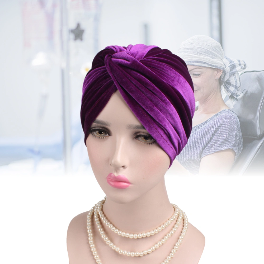 Soft Velvet Head Scarf Stretch Wrap Cross Twist Cap Headwear Women Accessory