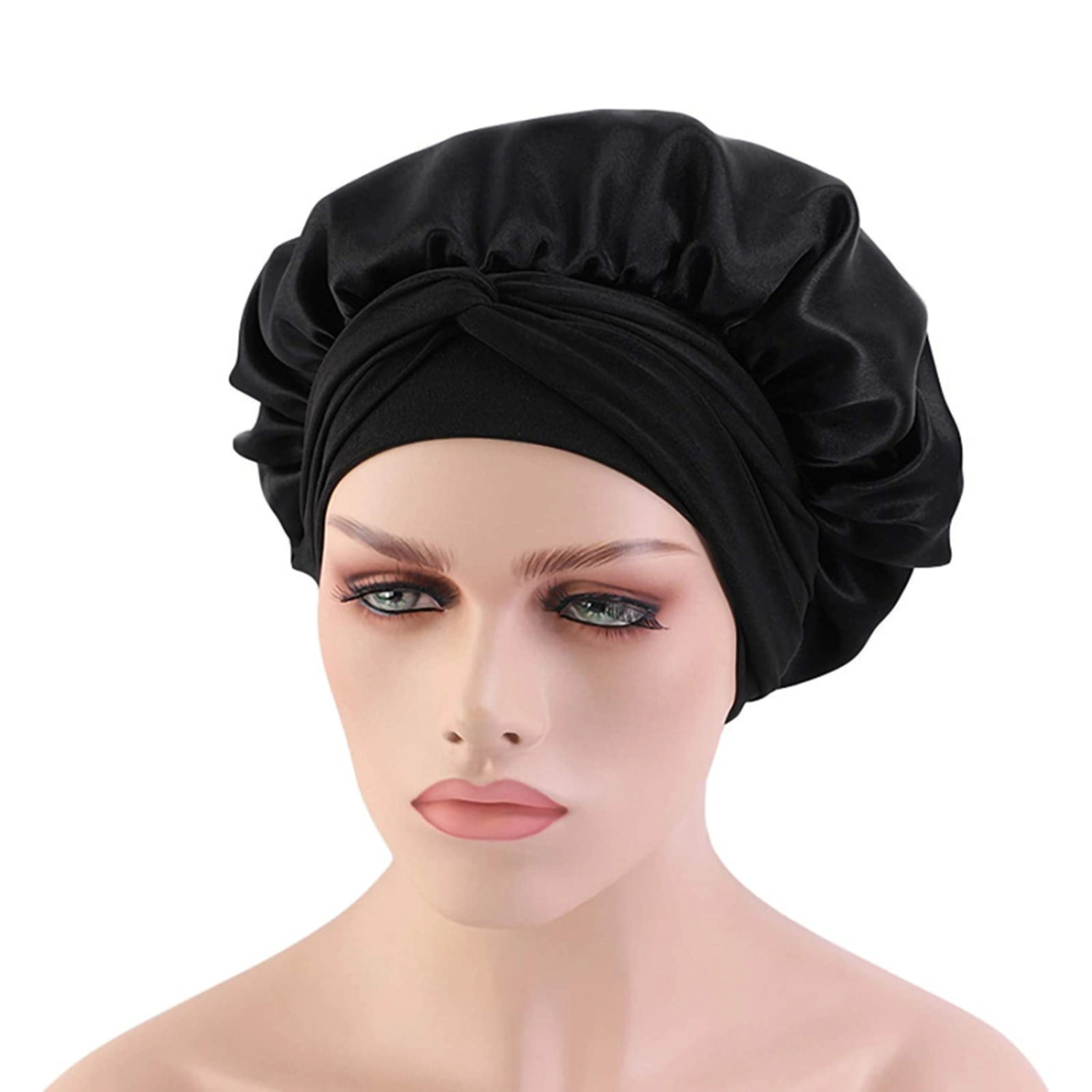 Satin Bonnet Skin-friendly Wear Resistant Imitation Silk Braid Sleeping Bonnet Cap for Home