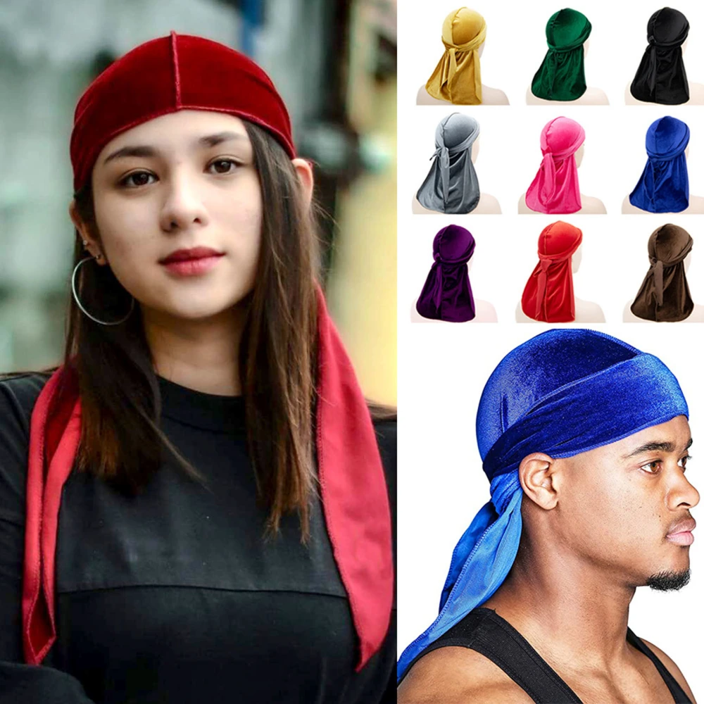 Headscarf Cap Hip Hop Solid Color Elastic Oversized Headwear Clothes Accessory Velvet Women Men Long Tail Headwrap Bandana for Outdoor