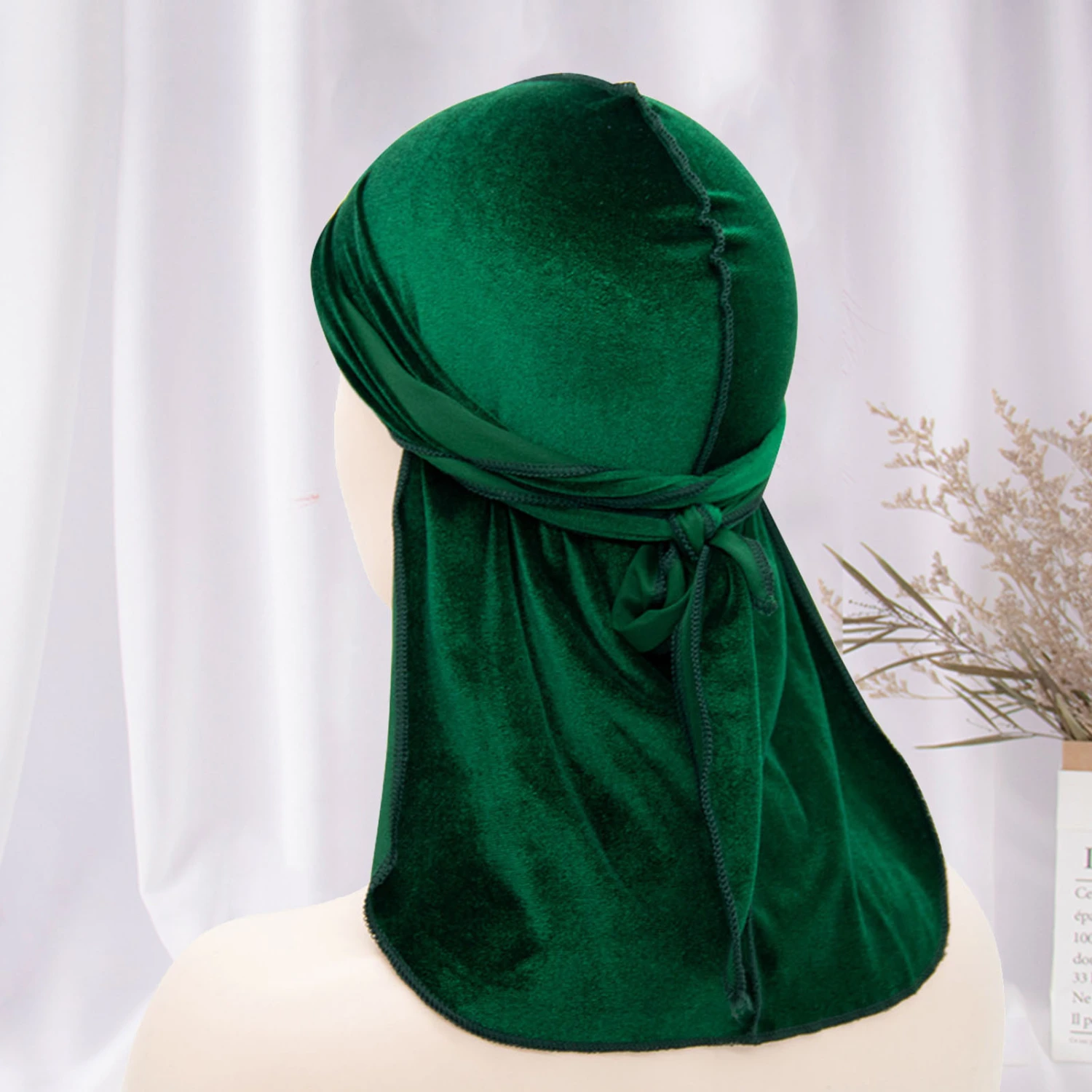 Headscarf Cap Hip Hop Solid Color Elastic Oversized Headwear Clothes Accessory Velvet Women Men Long Tail Headwrap Bandana for Outdoor