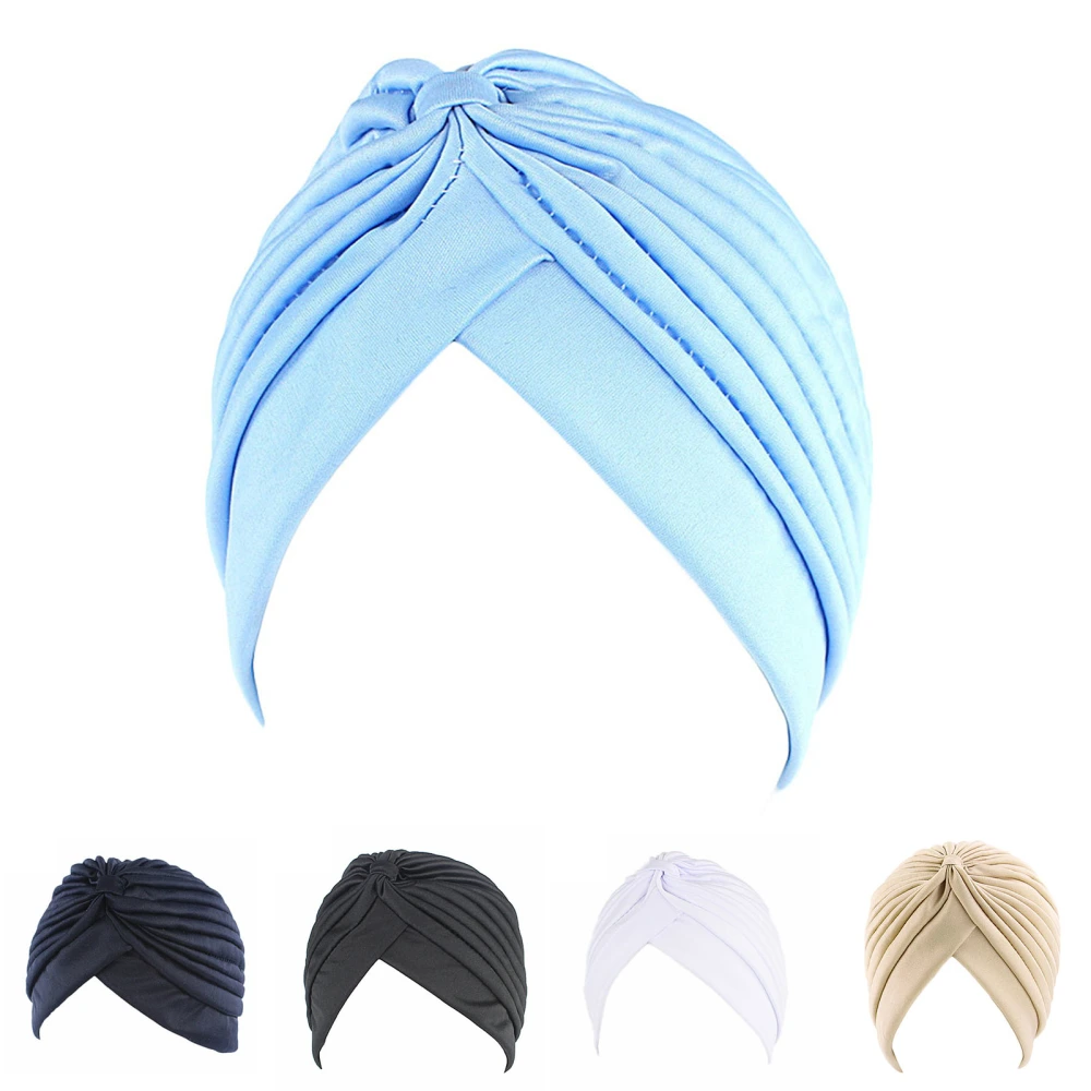 Turban Cap Solid Color Cross Shape Headdress Brimless Pure Color Beanie Headwrap Party Accessories