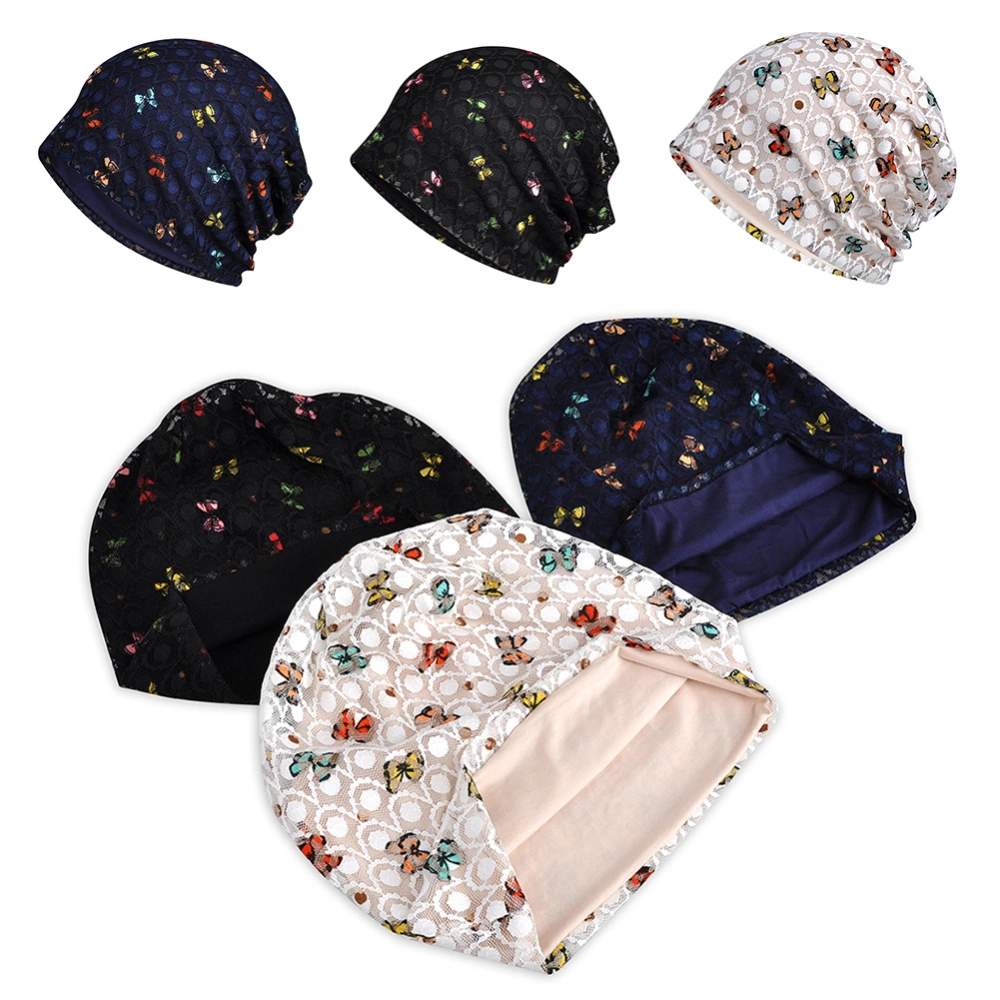 Women Summer Colorful Butterfly Lace Mesh Baggy Hat Bonnet Beanie Maternity Cap