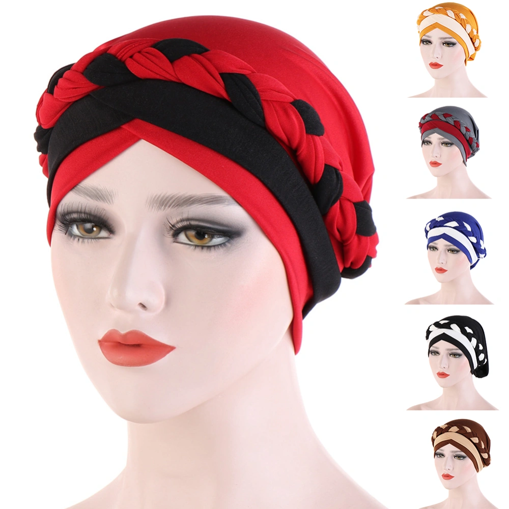 Fashion Women Braid Elastic Head Scarf Turban Hat Cancer Chemo Hair Loss Cap