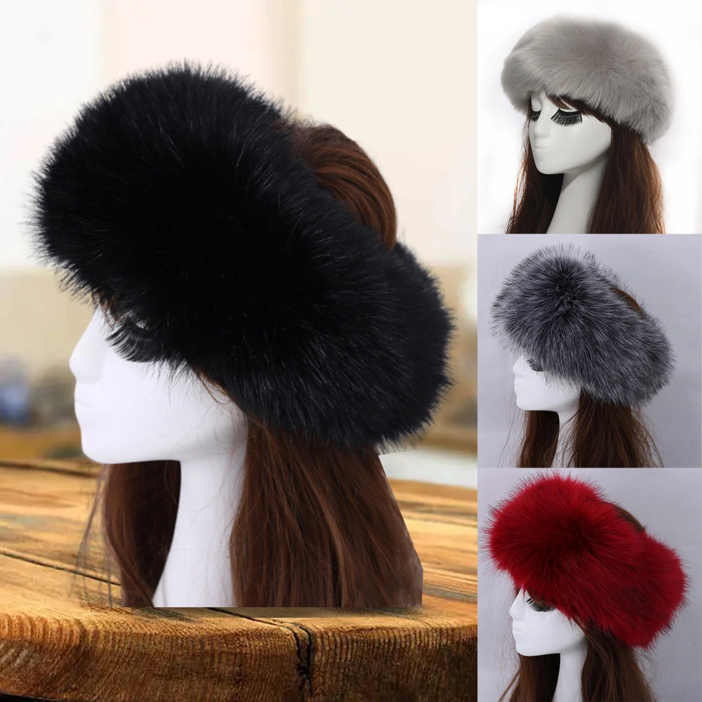 Women Hat Faux Fur Empty Top Elasticity Solid Color Thickened Headband Autumn Winter Fluffy Windproof Hat Riding Supplies