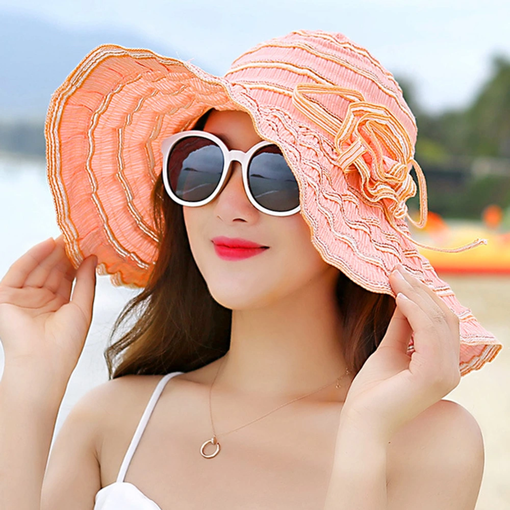 Sun Hat Flower Foldable Spring Summer UV Protection Wide Brim Cap for Traveling