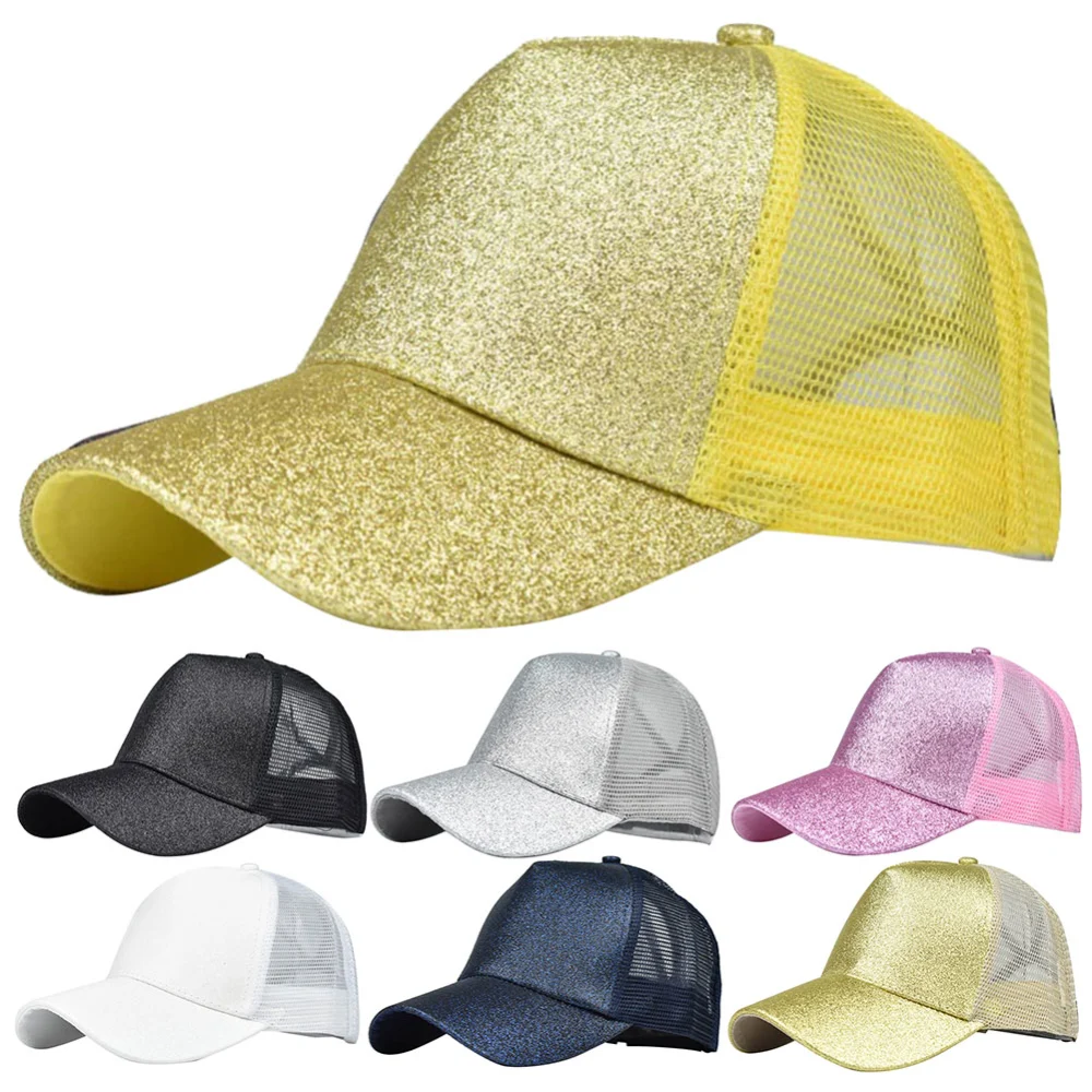 Women Summer Anti UV Mesh Ponytail Hat Adjustable Outdoor Sports Baseball Cap