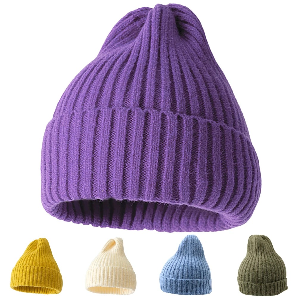 Beanie Hat No Brim Crimping Elastic Comfortable Breathable Keep Warm Solid Color Women Winter Knitted Beanie Cap Wild Accessories