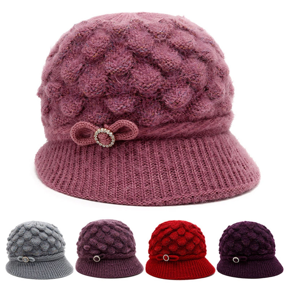 Winter Warm Knit Hat Non-shedding Breathable Vibrant Color Warm Knit Hat with Visor for Women