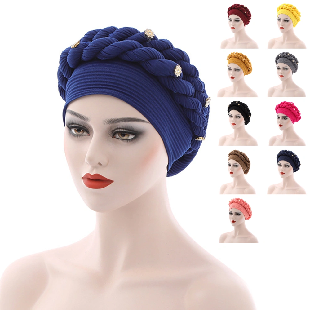 Turban Cap Flower Braids Headdress Lightweight Twist Headwrap Party Accessories