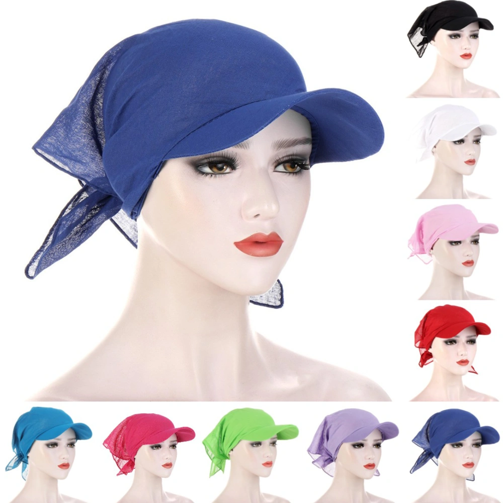 Turban Hat Solid Color Sunshade Wide Brim Breathable Scarf Cap Outdoor Supply