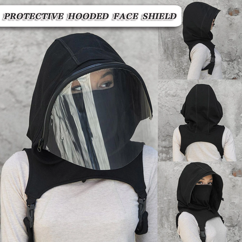 Face Cover Adjustable Belts Detachable Zipper Hooded Fully Zipper Hood Shield Covering for Outdoor