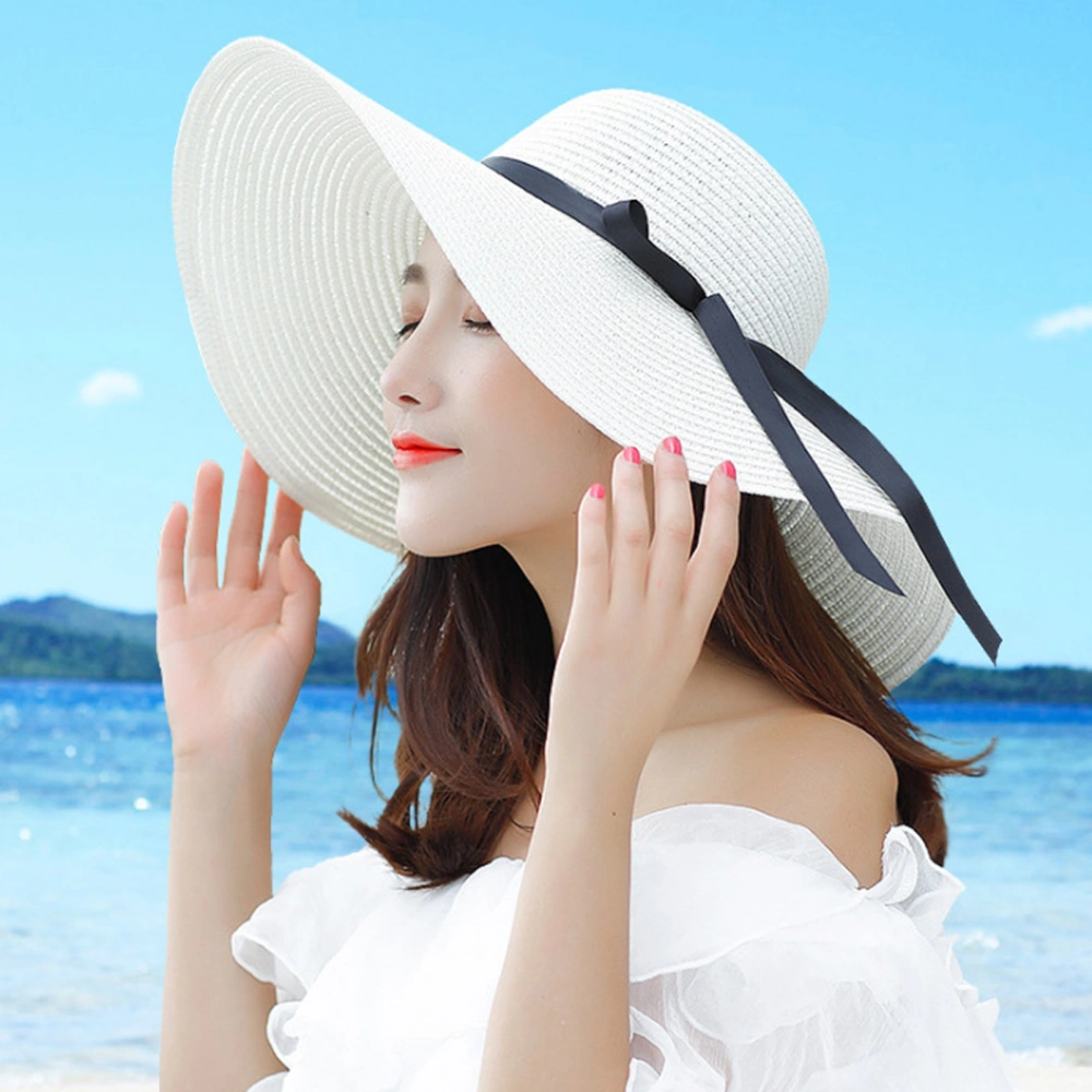 Women Sun Hat Wide Brim Sunscreen Washable Friendly to Skin Beach Hat Fashion Accessory